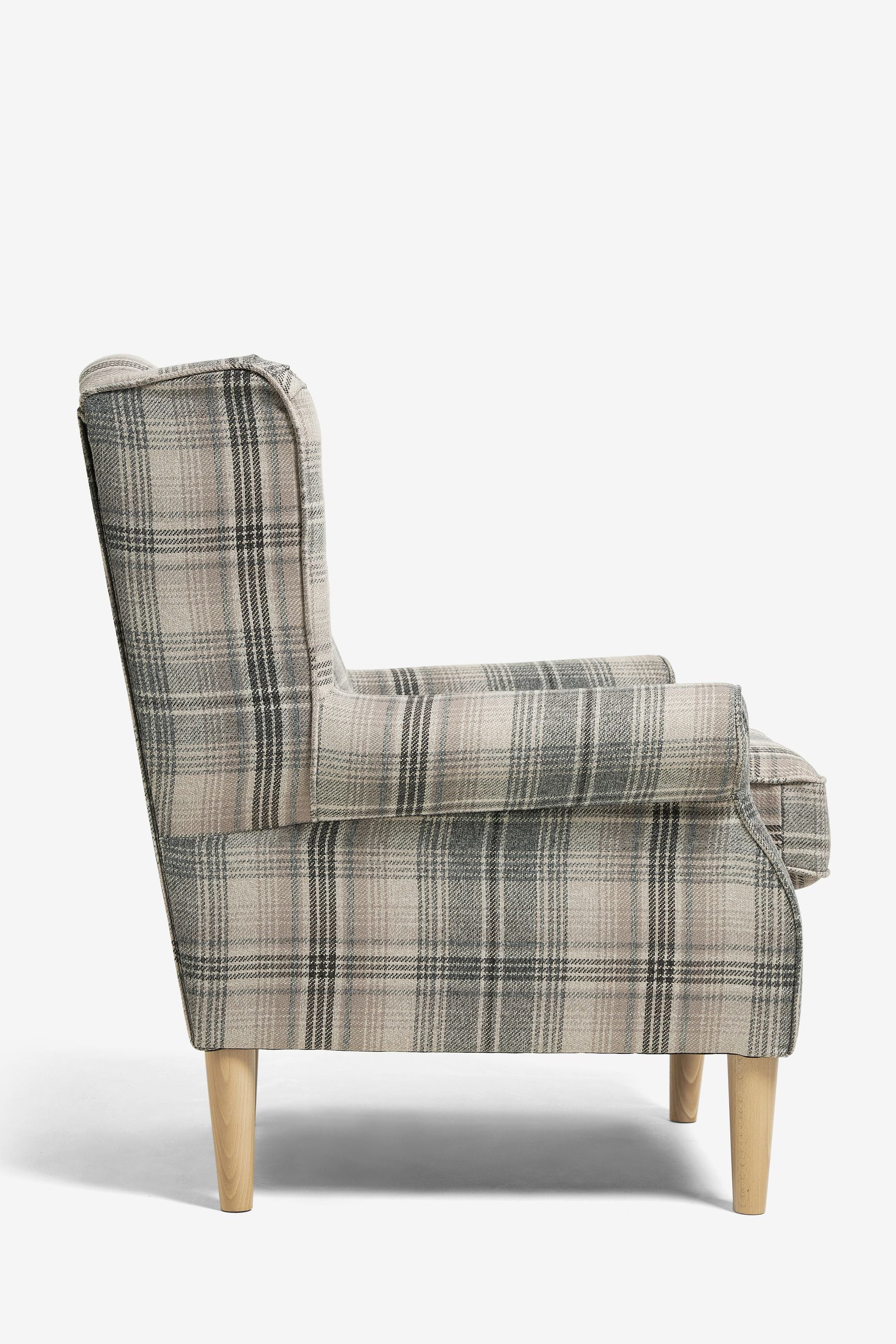 Tartan wingback shop chair next