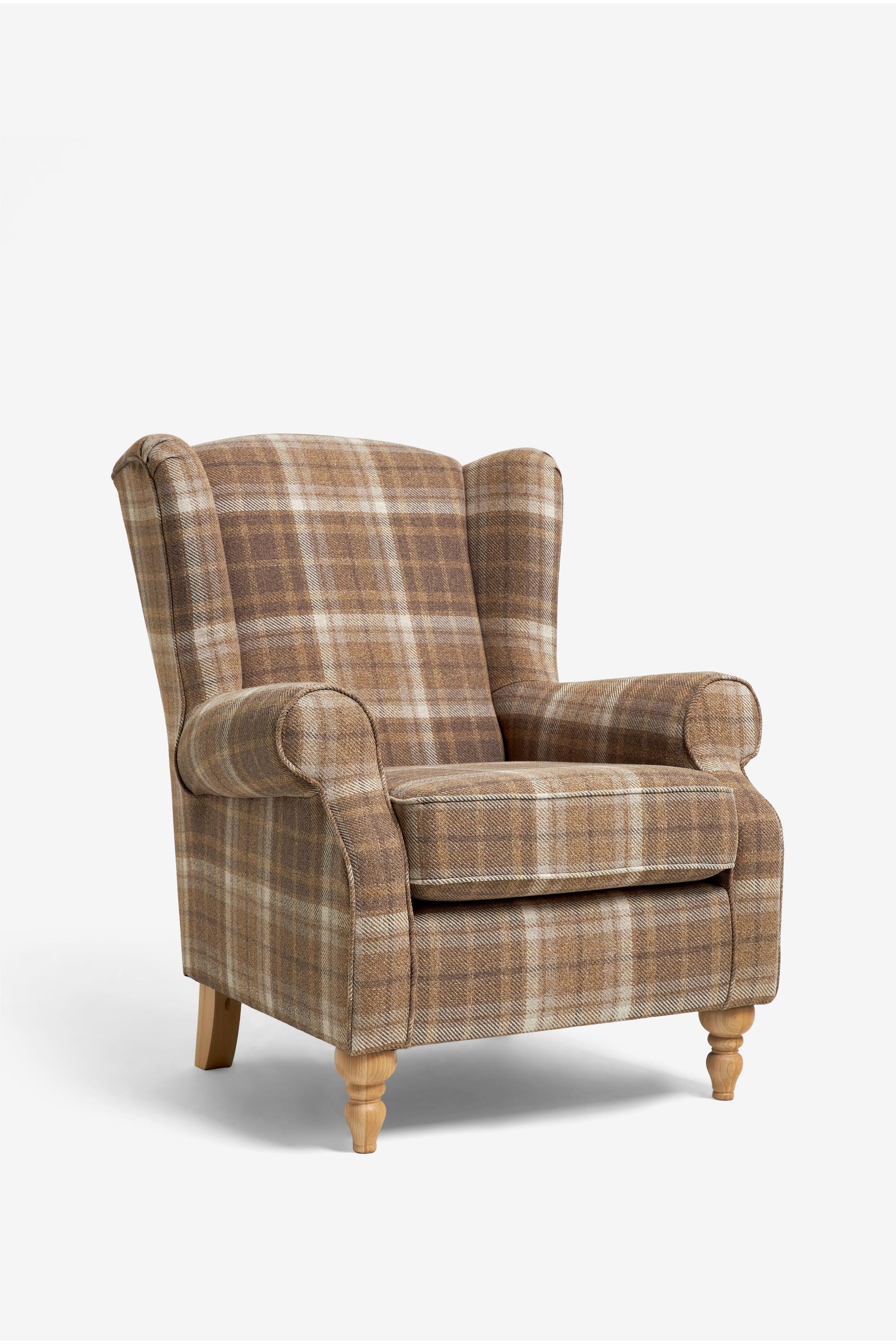 Tweedy Check Burford Natural Sherlock Highback Armchair