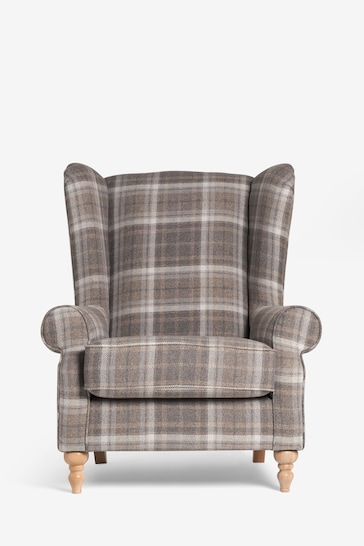 Tweedy Check Burford Natural Grande Sherlock Highback Armchair