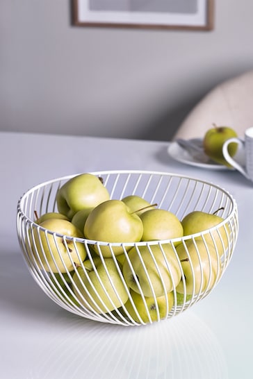 White Moderna Wire Fruit Bowl