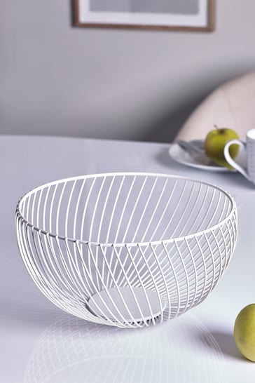 White Moderna Wire Fruit Bowl