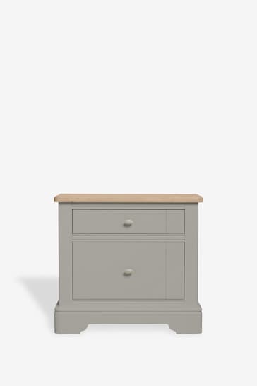 Grey Hampton Country Collection Luxe Painted Oak 2 Drawer Wide Bedside Table