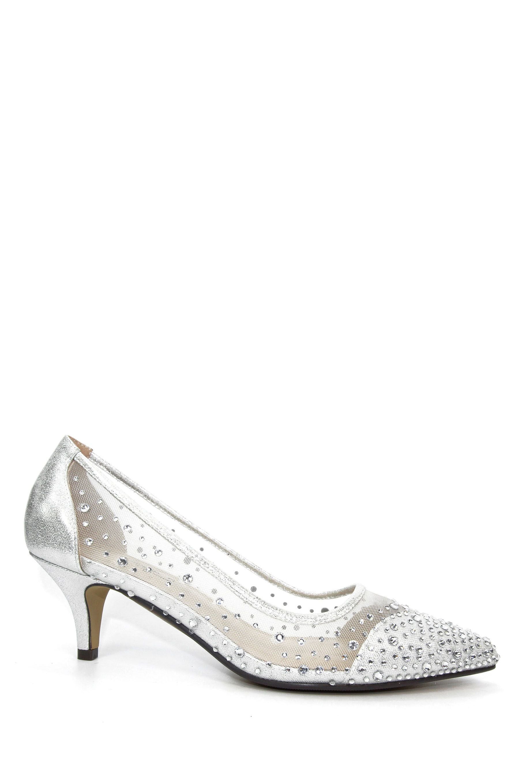 Silver dress shoes on sale with kitten heels