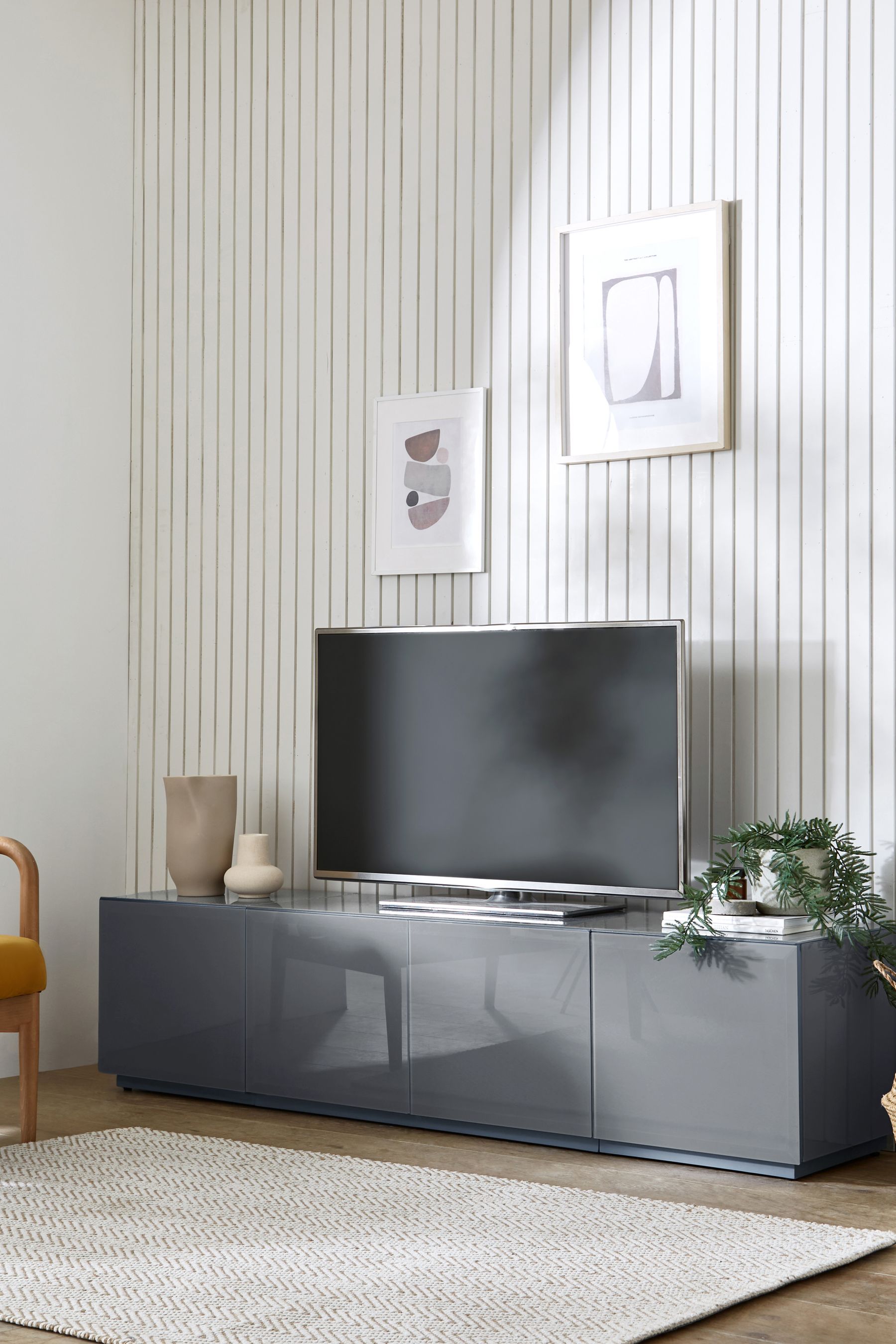 Grey glass shop tv stand