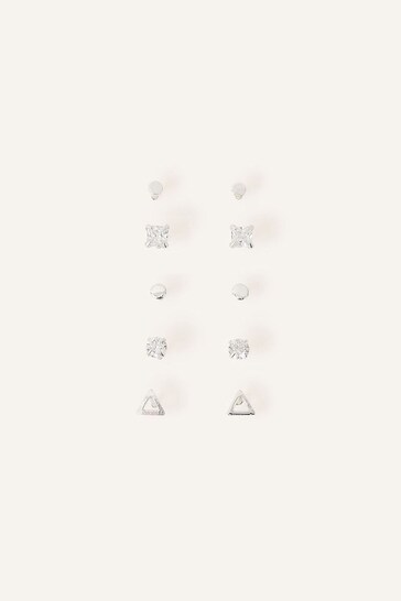 Accessorize Sterling Silver Shape Studs 5 Pack