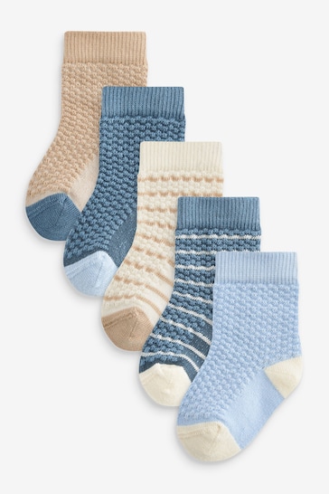 Blue/Brown Baby Socks 5 Pack (0mths-2yrs)
