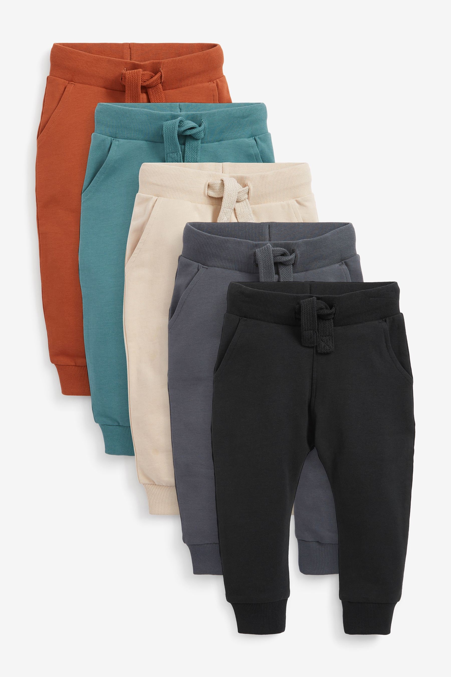 Earthy Orange Grey Joggers 5 Pack 3mths 7yrs