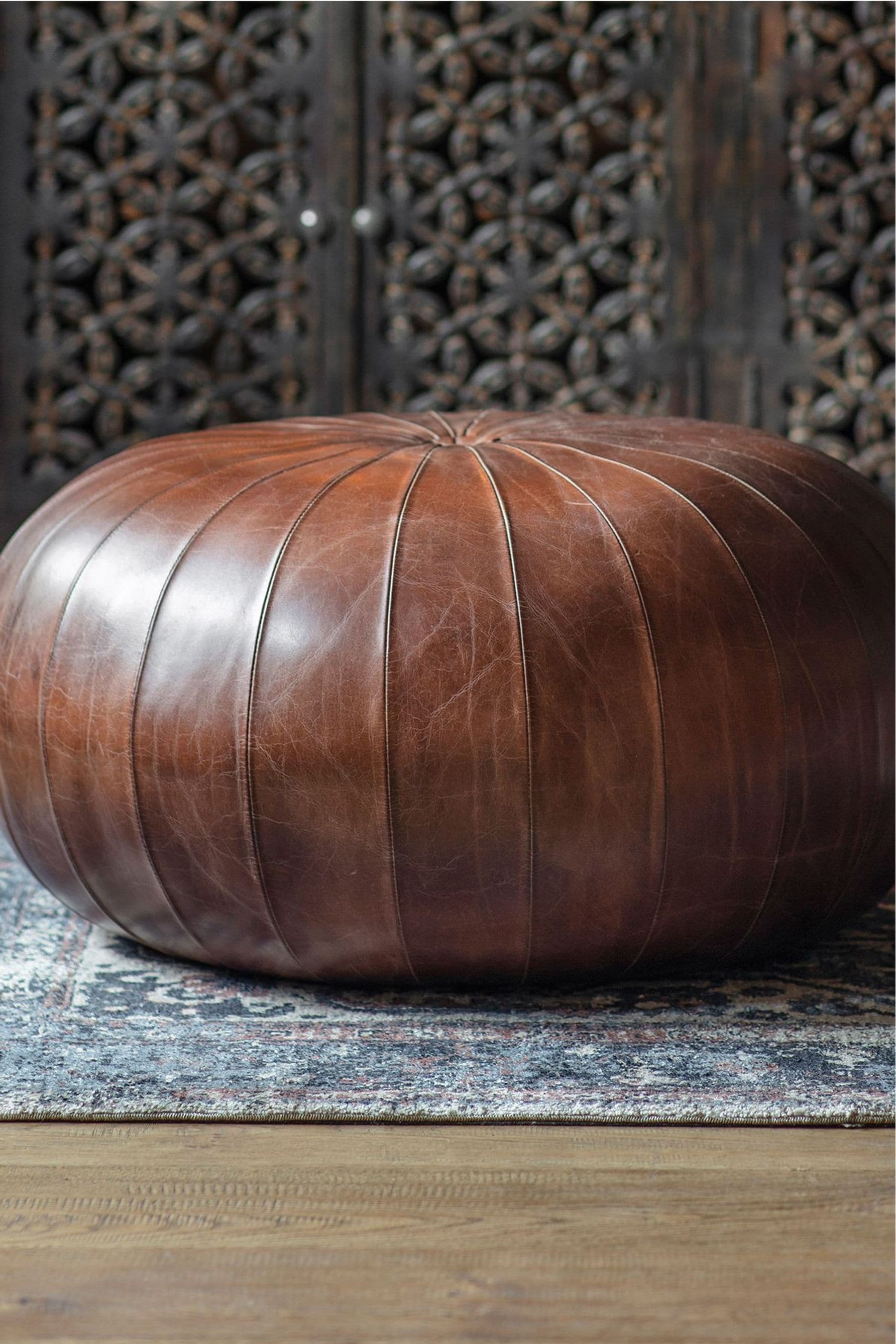 Leather clearance pouffe next
