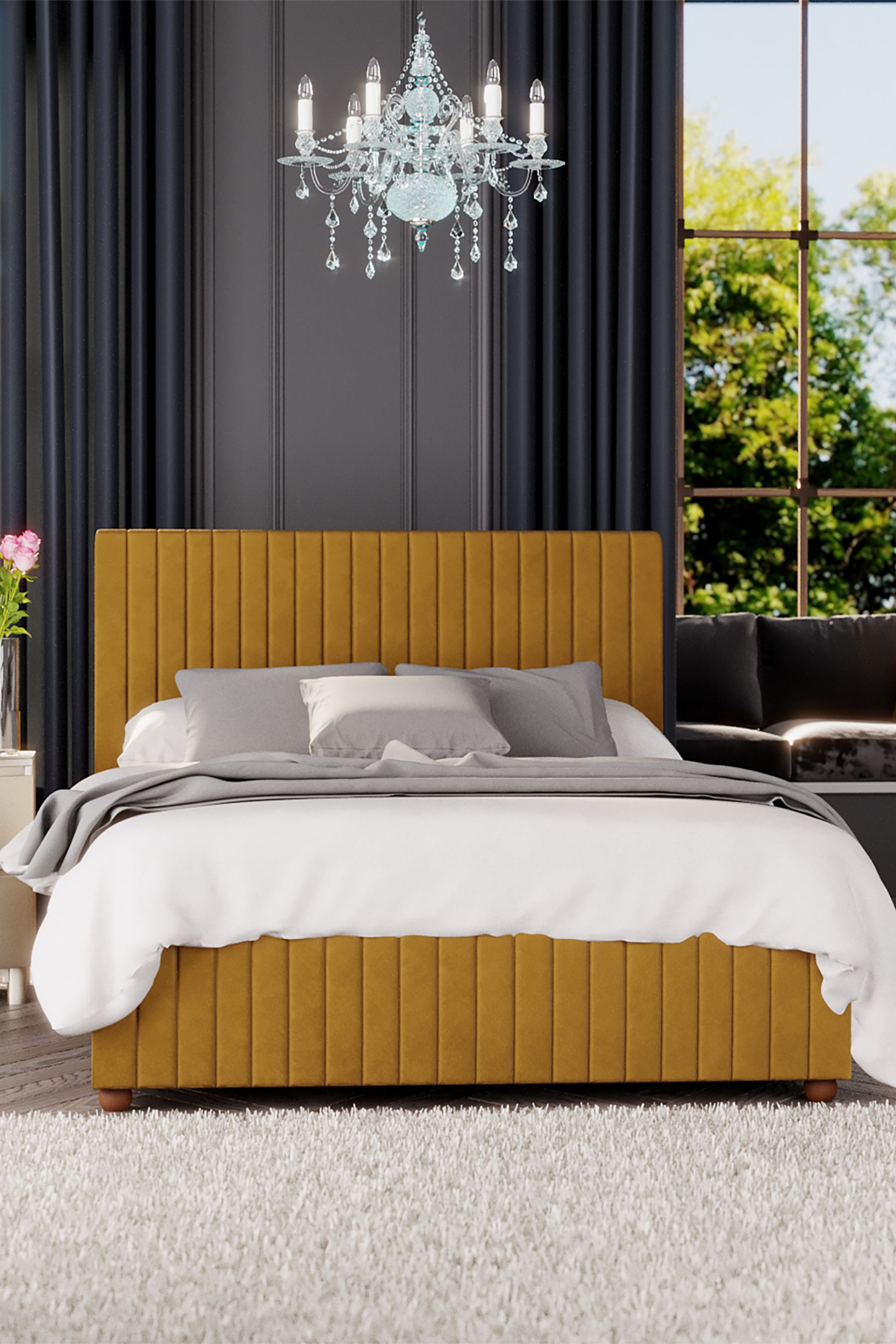 Mustard ottoman online bed