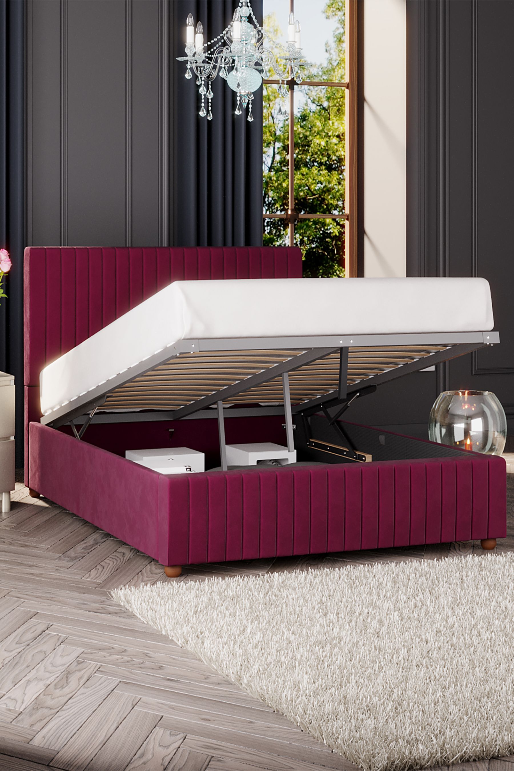 Red sales ottoman bed