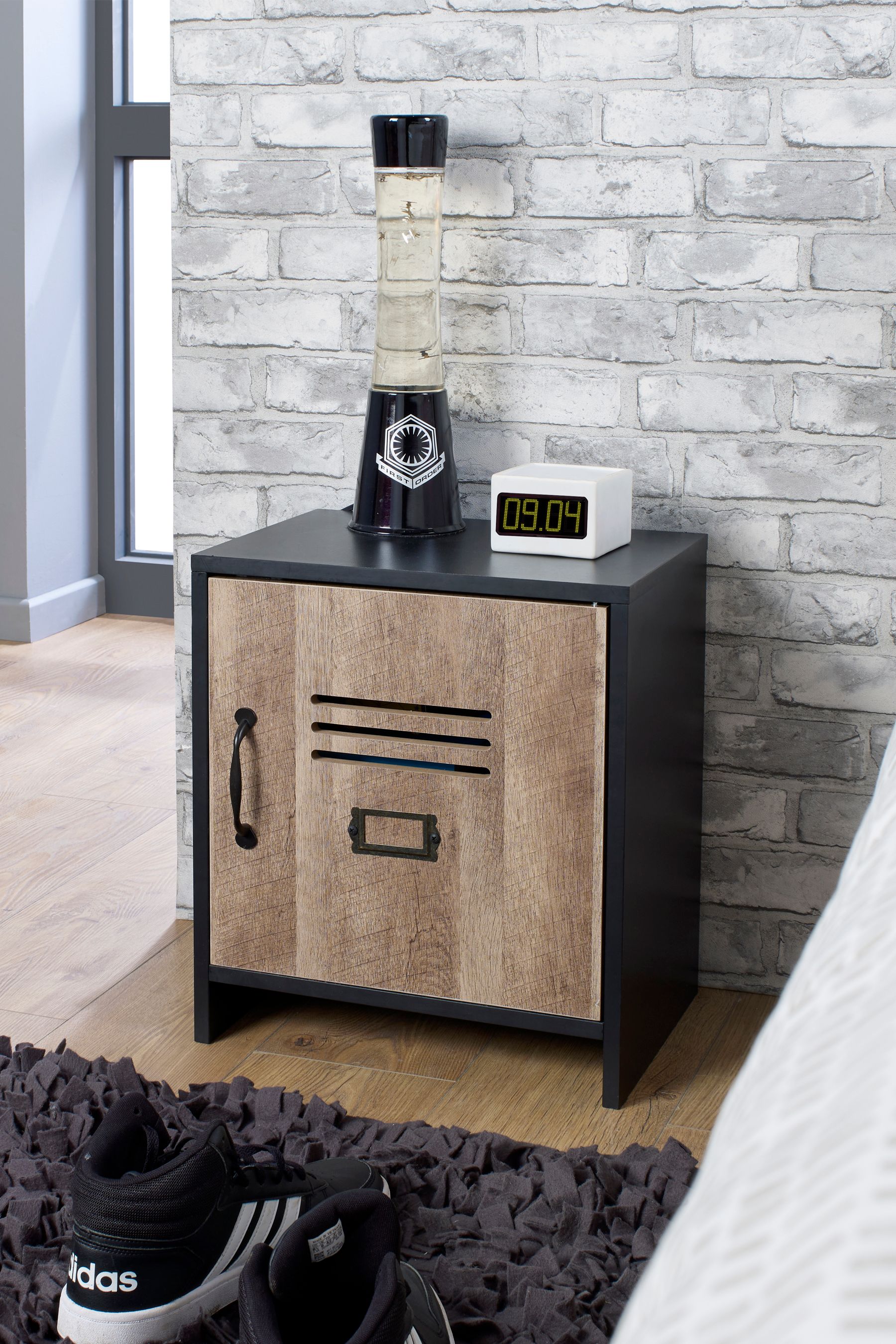 Locker style store bedside cabinet