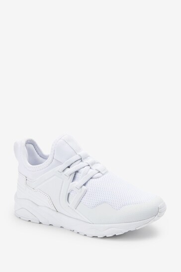 White Mesh Elastic Lace Trainers