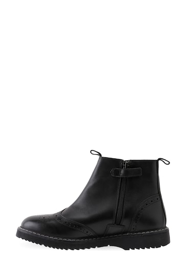 Start-Rite Revolution Black Leather Zip-Up Boots F Fit