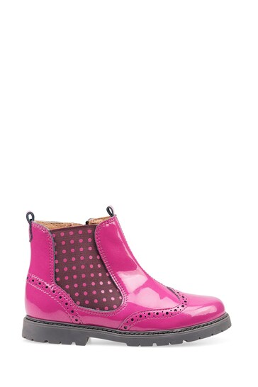 Start-Rite Chelsea Berry Pink Patent Leather Zip-up Boots