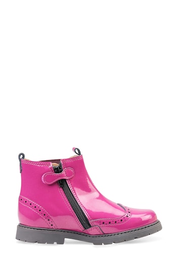 Start-Rite Chelsea Berry Pink Patent Leather Zip-up Boots