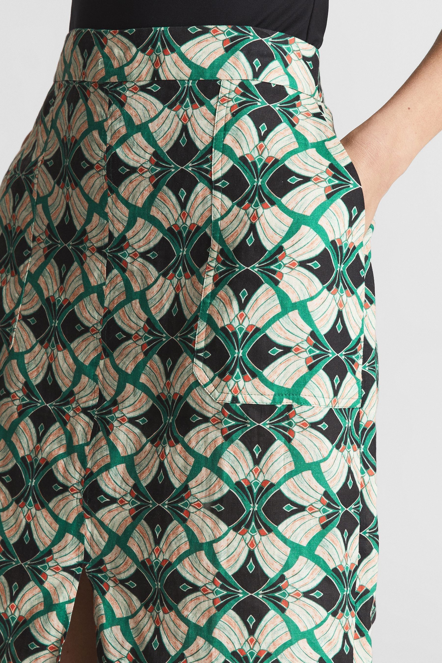 Green patterned pencil skirt cheap