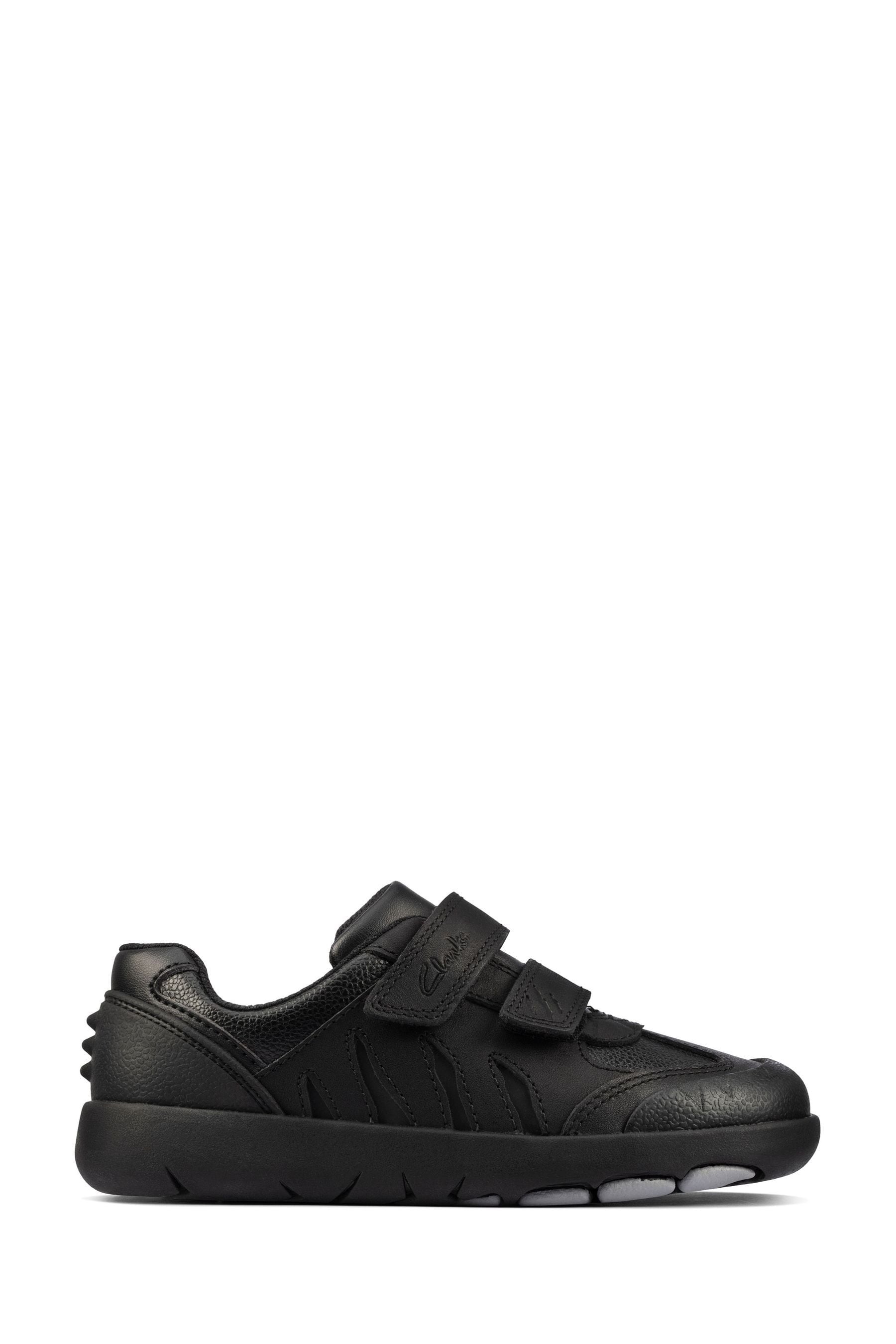 Clarks Black Multi Fit Dinosaur Sole Leather Kids Shoes