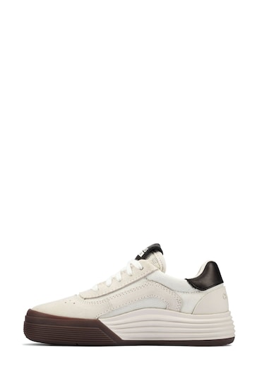 Clarks Off White Suede Cica Skater Wide Fit Trainers