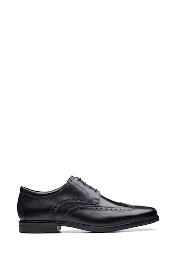 Clarks Black Leather Howard Walk Shoes