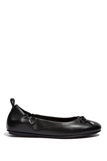 FitFlop Black Allegro Bow Leather Ballet Pumps