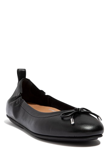 FitFlop Black Allegro Bow Leather Ballet Pumps