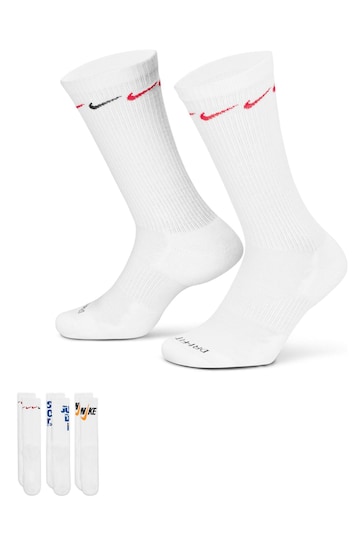Nike White Everyday Plus Cushioned Crew Socks 3 Pack