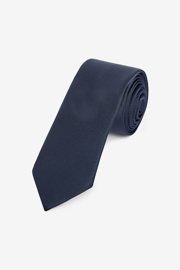 Navy Blue Slim Twill Tie
