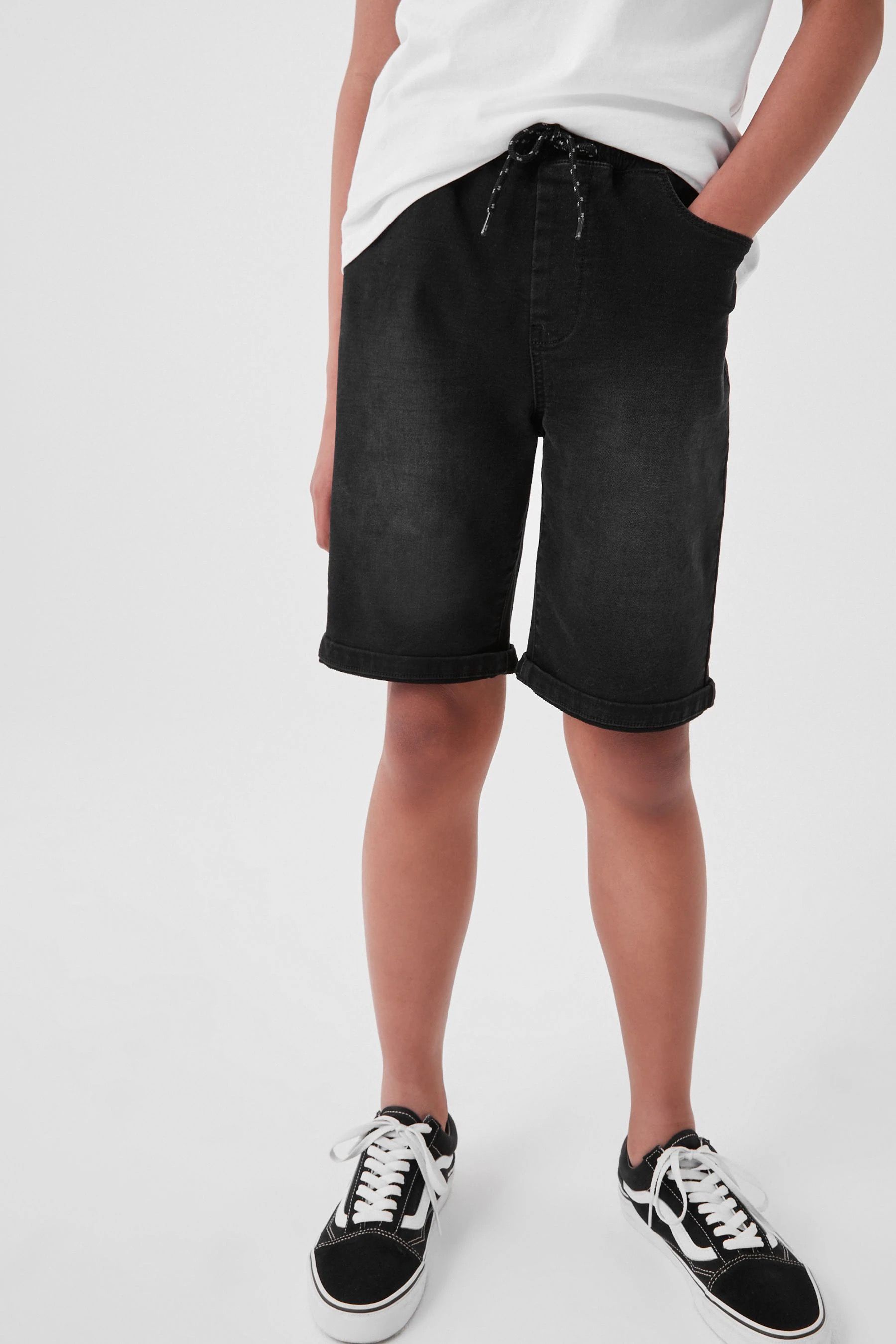 Black jean shorts mens clearance