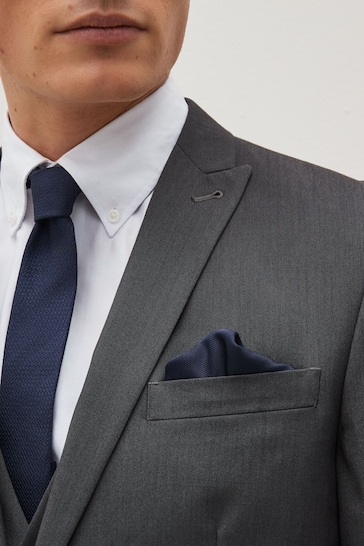 Navy Blue Recycled Polyester Twill Pocket Square