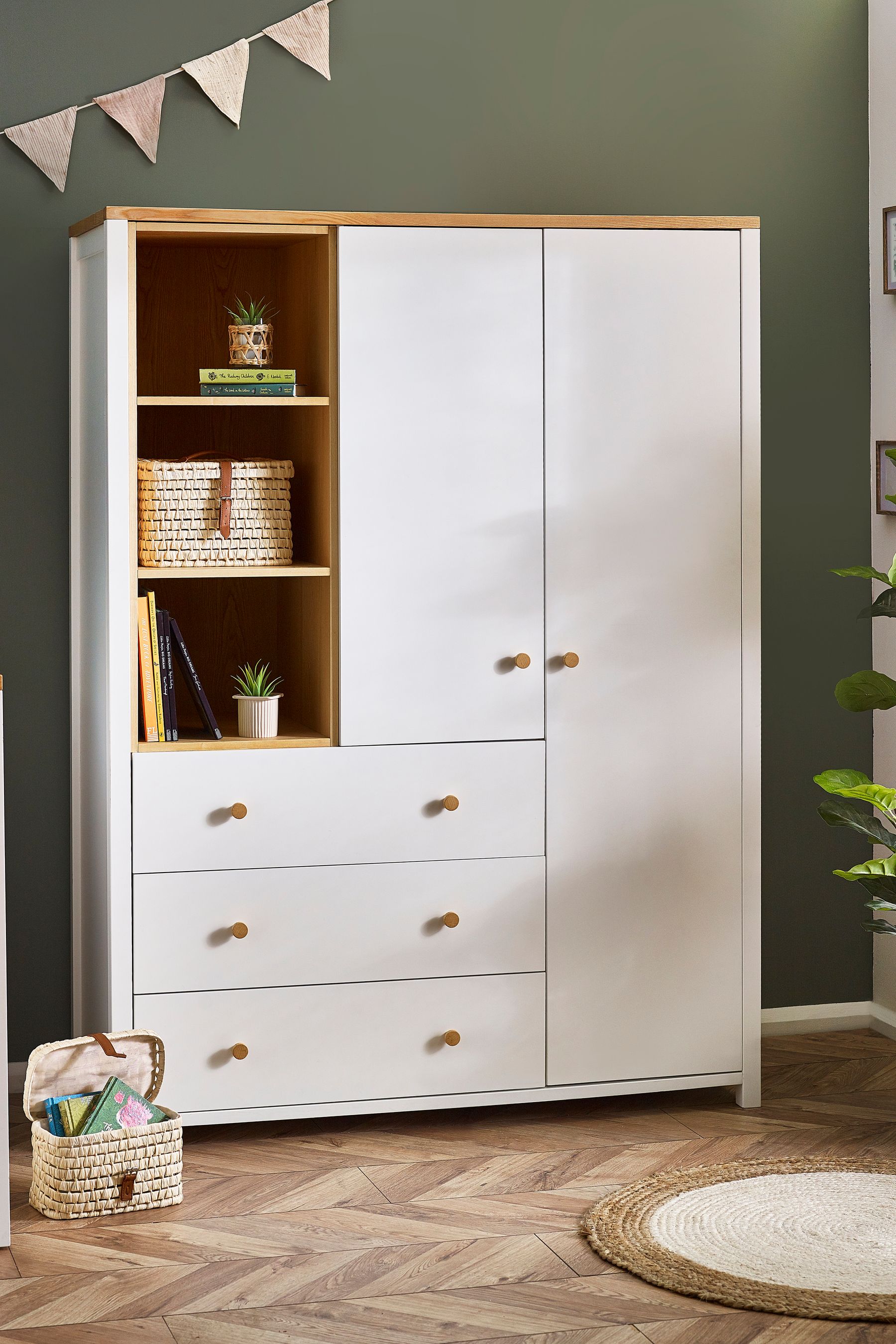 White Malvern Junior Kids Triple Wardrobe