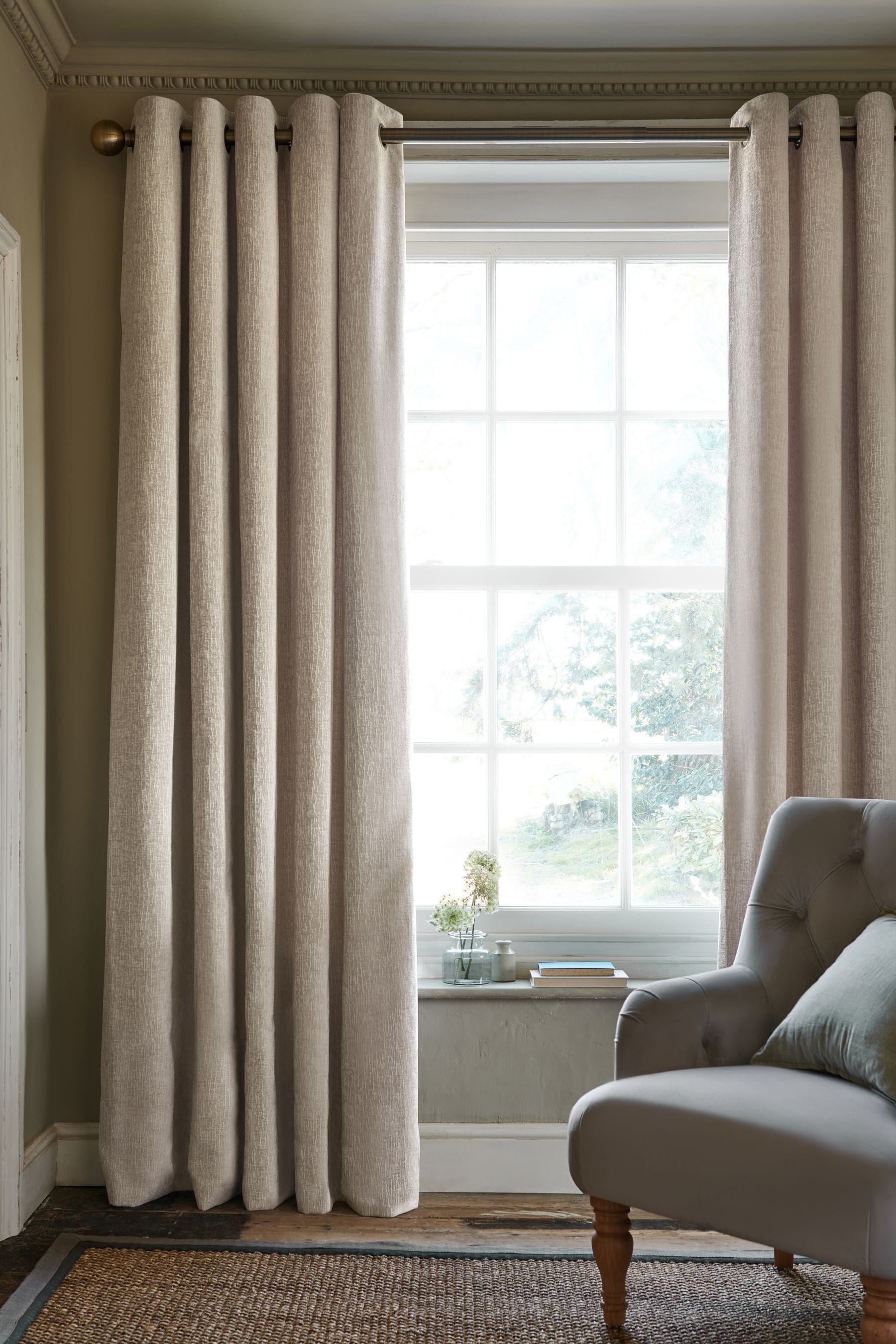Natural Next Heavyweight Chenille Eyelet Blackout Thermal Curtains