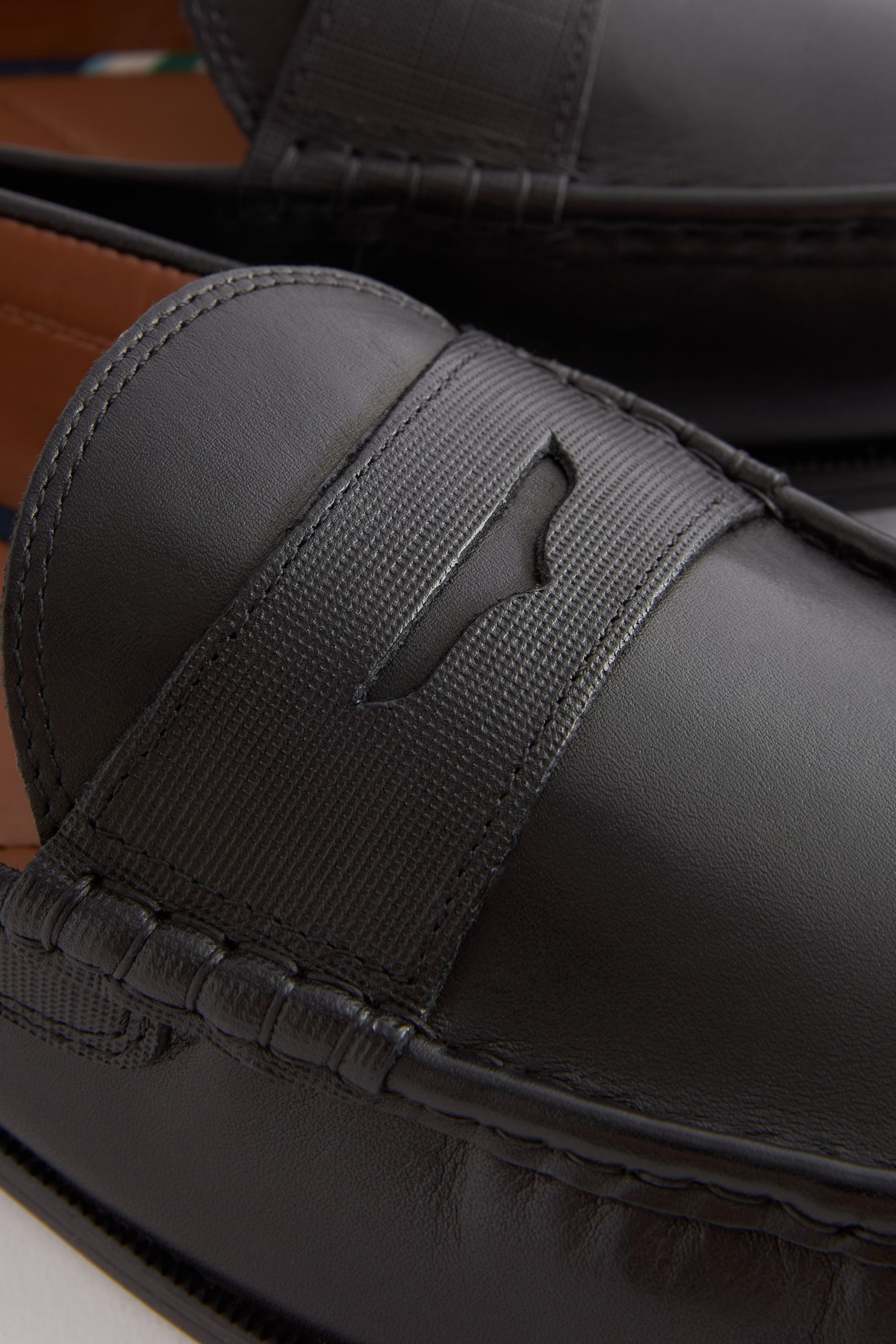 Buy Black Leather Regular Fit Leather Penny Loafers from the Next