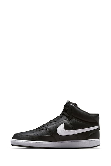 Nike Black/White Court Vision Mid Trainers