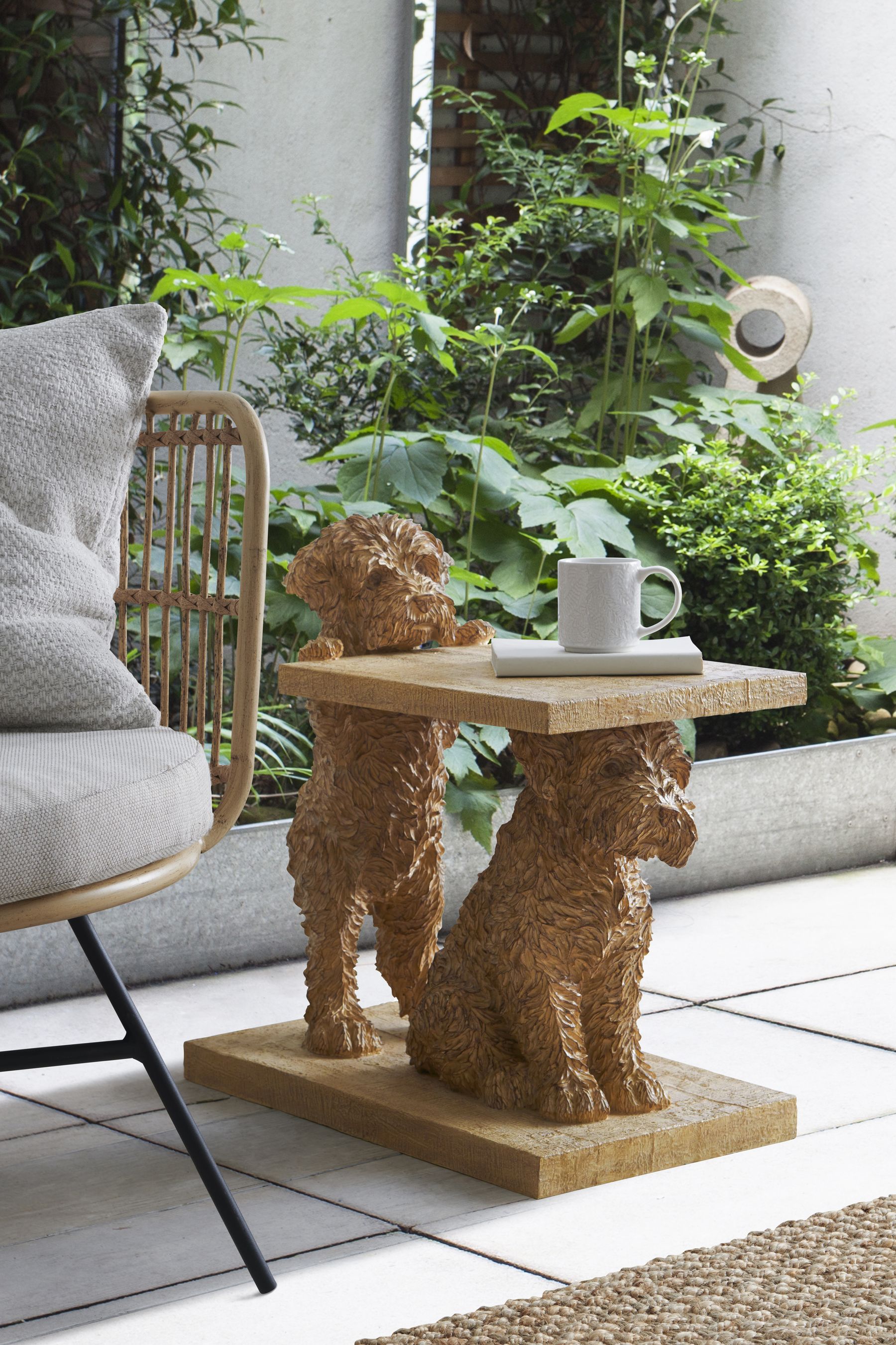 Natural Charlie The Cockapoo Dog Sofa Side Table