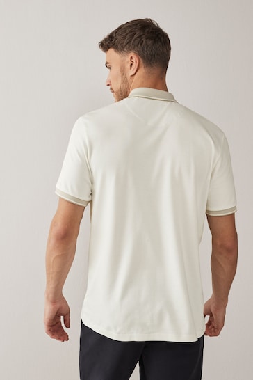 Ecru White Smart Collar Polo Shirt