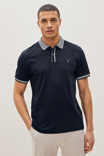 Navy Blue Smart Collar Polo Shirt