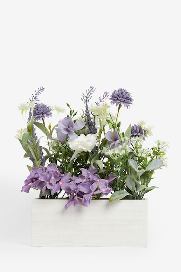 Lilac Purple Artificial Flowers In a Window Box
