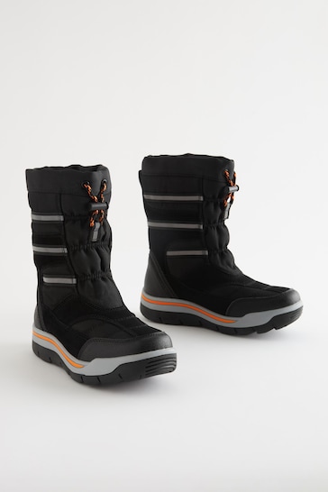 Black Water Resistant Thinsulate™ Warm Lined Snow Boots