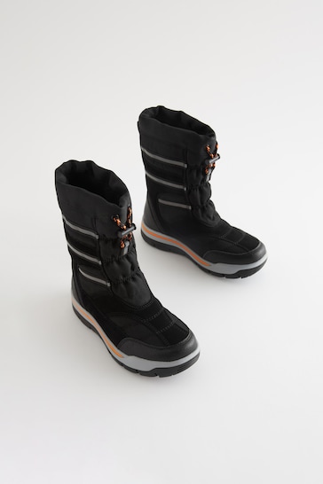 Black Water Resistant Thinsulate™ Warm Lined Snow Boots
