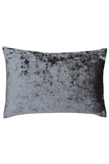 Riva Paoletti Pewter Grey Verona Crushed Velvet Rectangular Polyester Filled Cushion