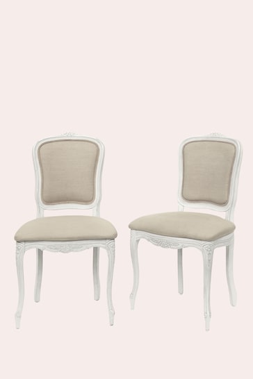 Laura Ashley Set of 2 Dove Grey Provencale Dining Chairs