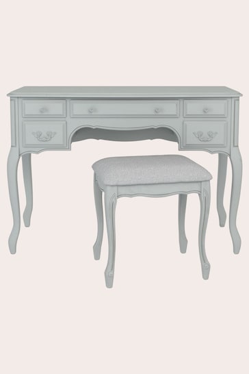 Laura Ashley Dove Grey Provencale 5 Drawer Dressing Table And Stool Set