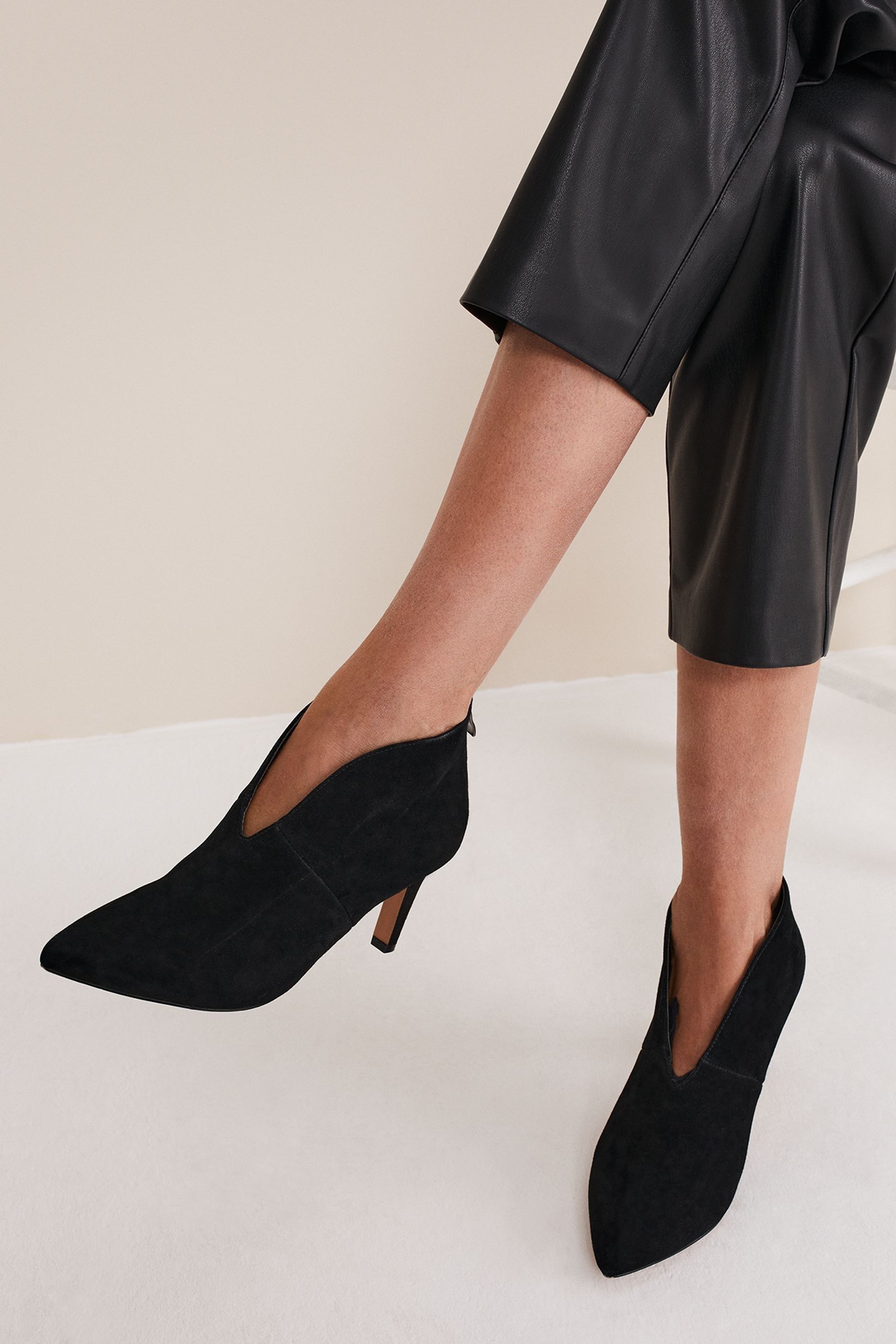 Black v cut booties online