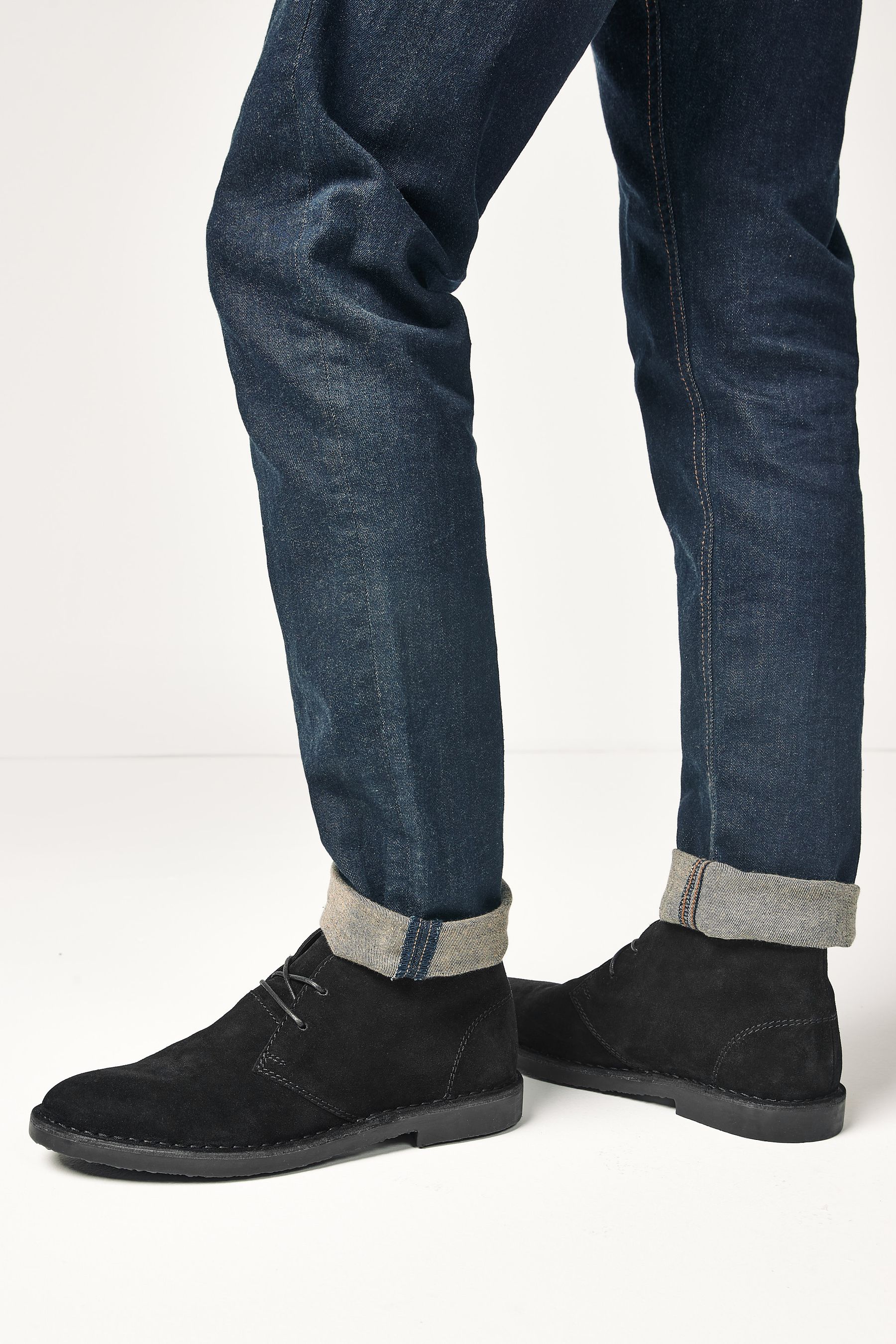 Black suede top desert boot
