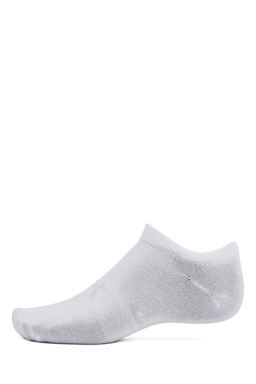 Under Armour White Under Armour Essential No Show Socks 6 Pack