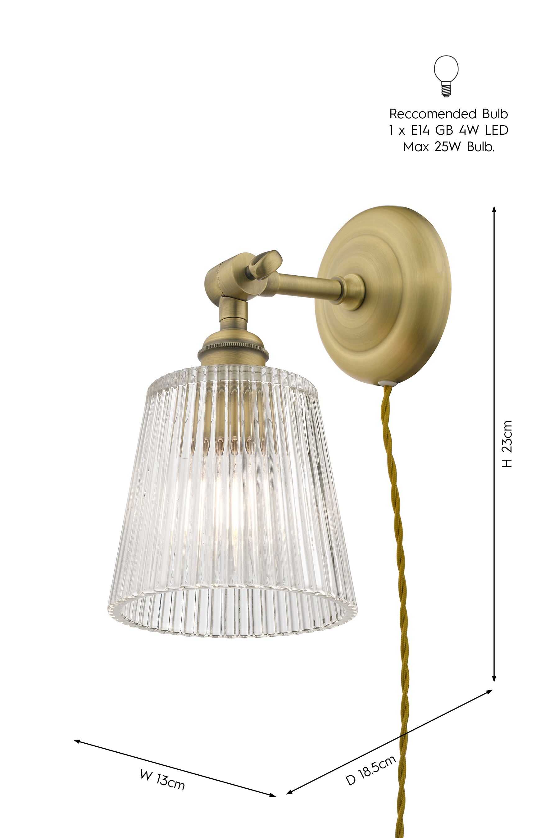 Plug in brass on sale wall light