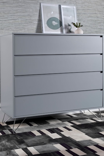 time4sleep Harbour Mist With Stainless Steel Feet Sofia 4 Drawer Chest
