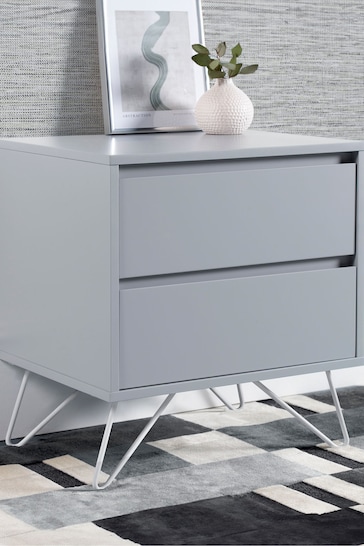 time4sleep Harbour Mist With White Feet Sofia 2 Drawer Bedside Table