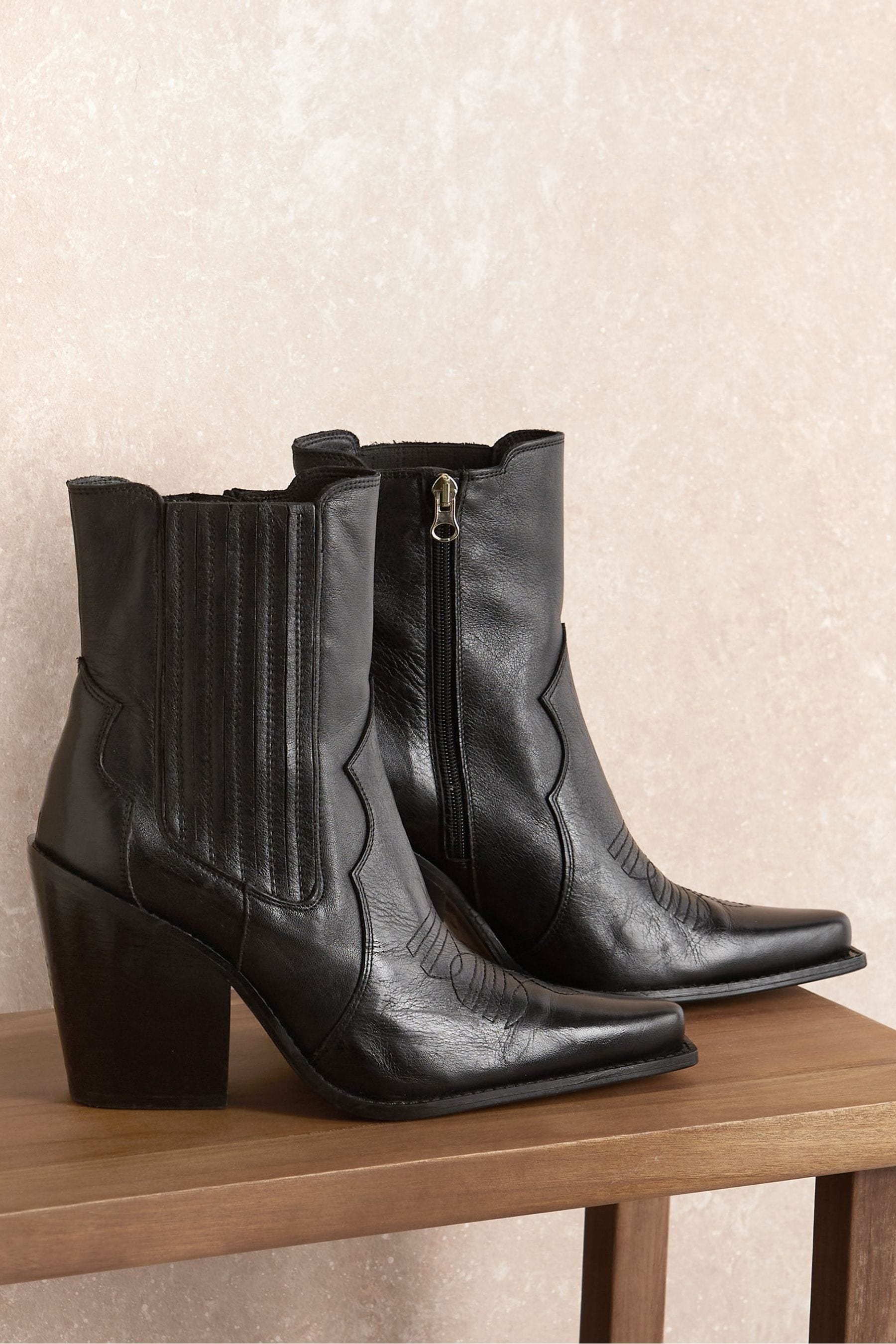 Mint Velvet Black Phoebe Cowboy Boots
