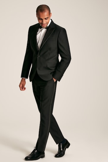Joules Black Slim Fit Tuxedo Suit Trousers